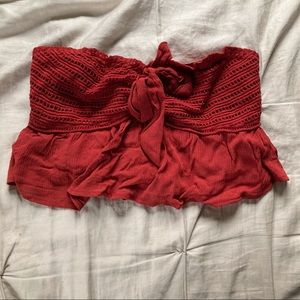 Red Strapless Crop Top